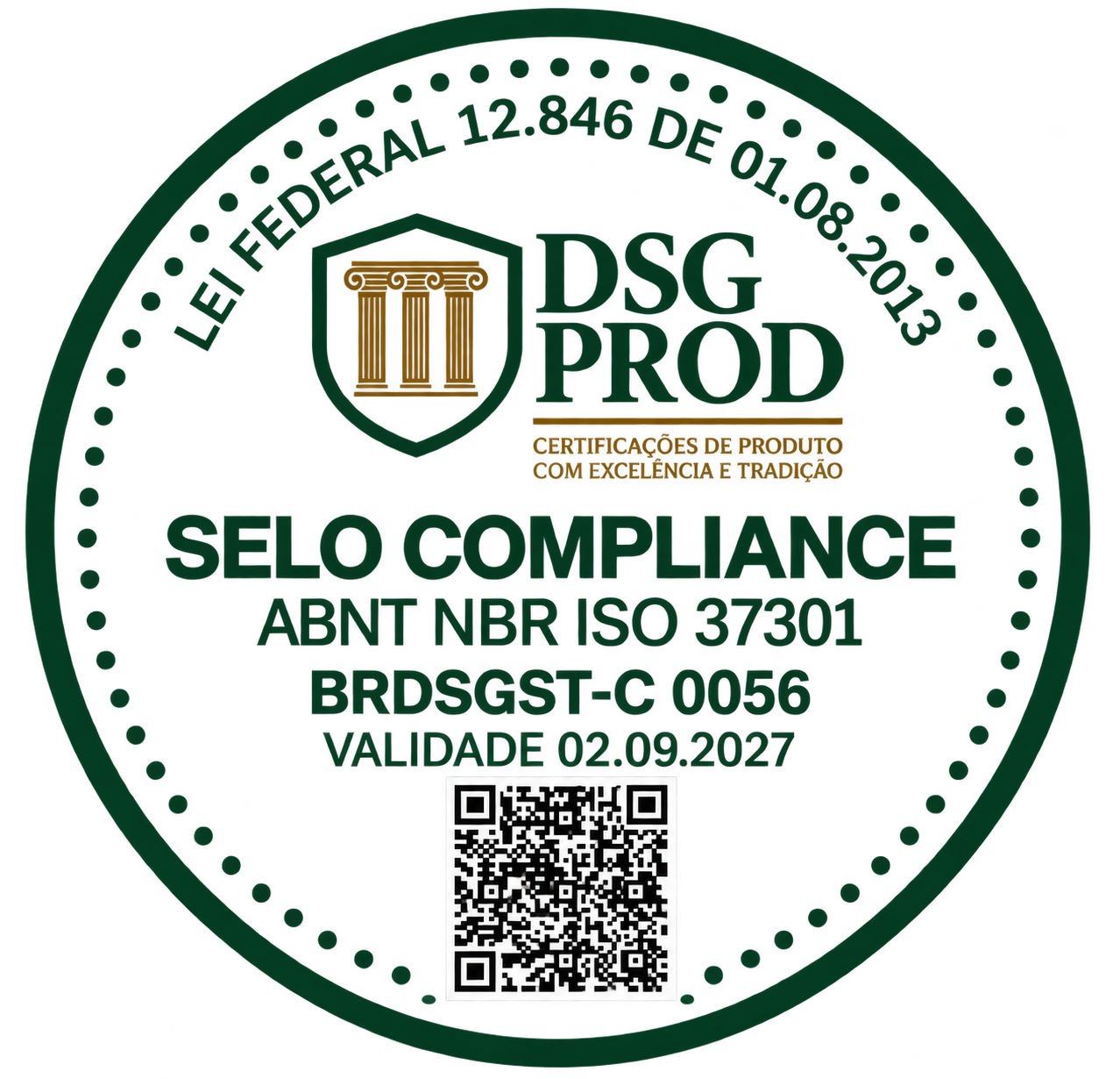 Selo Compliance ABNT NBR ISO 37301, validade 02/09/2027